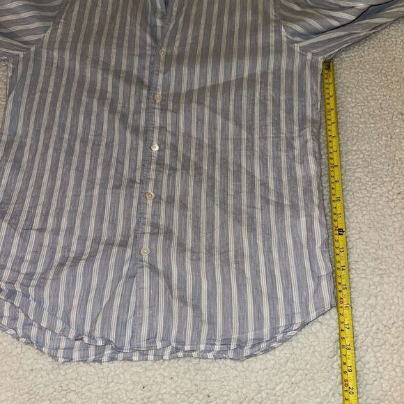 Theory Womens Blue White Linen Blend Button Down Shirt Large EUC - Picture 10 of 12